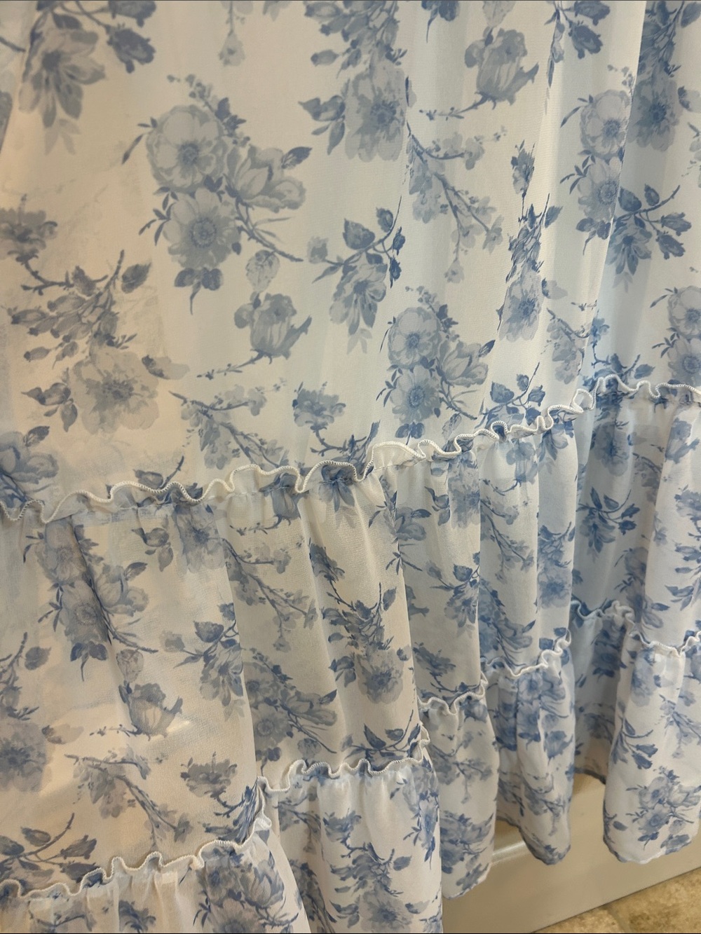 Altar'd State White Dress with Pale Blue Floral Accents - Picture 5 of 6